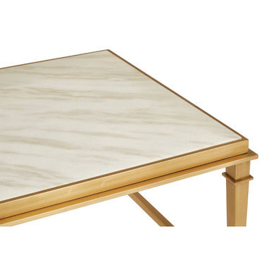 Orsina Alvaro White Marble Coffee Table – Rectangular Gold Frame