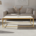 Orsina Alvaro White Marble Coffee Table – Rectangular Gold Frame