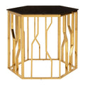 Orsina Alvaro Hexagonal Side Table – Gold Stainless Steel & Black Glass