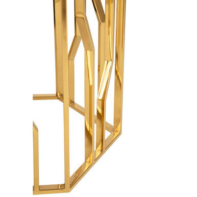 Orsina Alvaro Hexagonal Side Table – Gold Stainless Steel & Black Glass