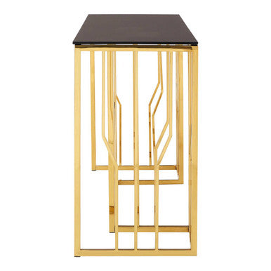 Orsina Alvaro Console Table – Gold Stainless Steel & Black Glass