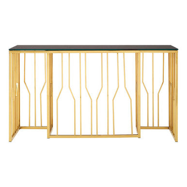 Orsina Alvaro Console Table – Gold Stainless Steel & Black Glass
