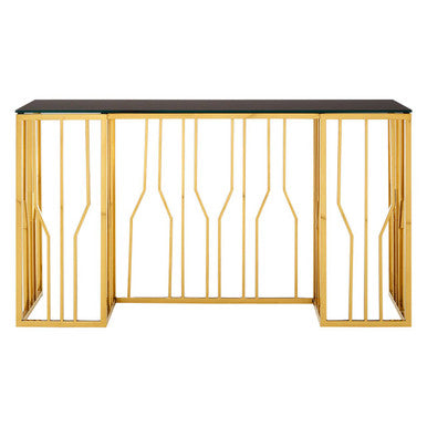 Orsina Alvaro Console Table – Gold Stainless Steel & Black Glass