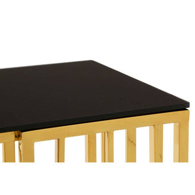 Orsina Alvaro Console Table – Gold Stainless Steel & Black Glass