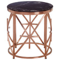 Orsina Alvaro Black Marble Side Table – Rose Gold Stainless Steel