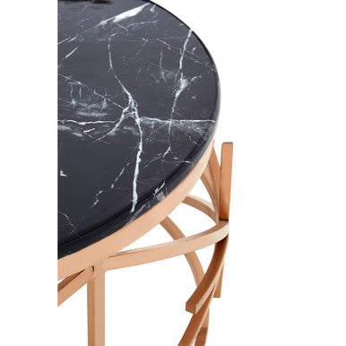Orsina Alvaro Round Black Marble Coffee Table – Rose Gold Frame