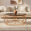 Orsina Alvaro Round Black Marble Coffee Table – Rose Gold Frame