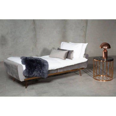 Orsina Alvaro Round Side Table – Rose Gold Copper & Black Marble