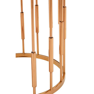 Orsina Alvaro Round Side Table – Rose Gold Copper & Black Marble