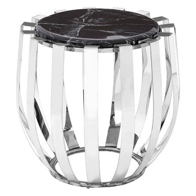 Orsina Alvaro Black Marble Side Table – Chrome Stainless Steel Frame