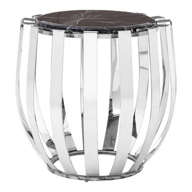 Orsina Alvaro Black Marble Side Table – Chrome Stainless Steel Frame