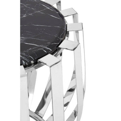 Orsina Alvaro Black Marble Side Table – Chrome Stainless Steel Frame