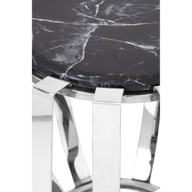 Orsina Alvaro Black Marble Side Table – Chrome Stainless Steel Frame