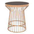 Orsina Alvaro Copper Round Side Table with Black Tempered Glass Top