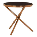 Orsina Alvaro Round Side Table – Black Glass & Rose Gold Iron Frame