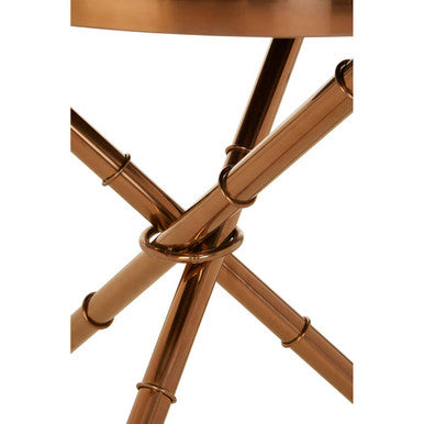 Orsina Alvaro Round Side Table – Black Glass & Rose Gold Iron Frame