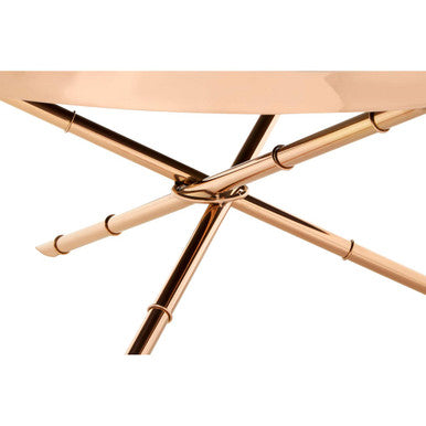 Orsina Alvaro Round Coffee Table – Black Glass & Rose Gold Iron