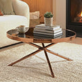 Orsina Alvaro Round Coffee Table – Black Glass & Rose Gold Iron