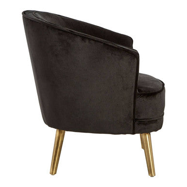 Orsina Louxor Black Velvet Round Accent Chair with Gold Legs