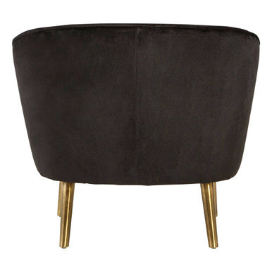 Orsina Louxor Black Velvet Round Accent Chair with Gold Legs