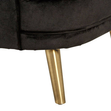Orsina Louxor Black Velvet Round Accent Chair with Gold Legs