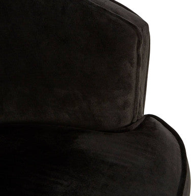 Orsina Louxor Black Velvet Round Accent Chair with Gold Legs