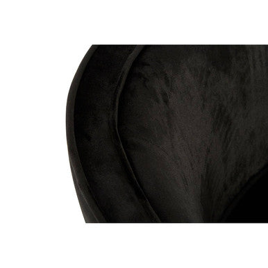 Orsina Louxor Black Velvet Round Accent Chair with Gold Legs