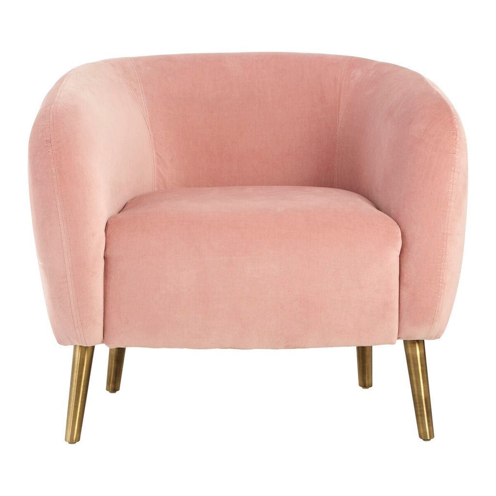 Orsina Louxor Pink Velvet Round Armchair – Modern Accent Vanity Chair