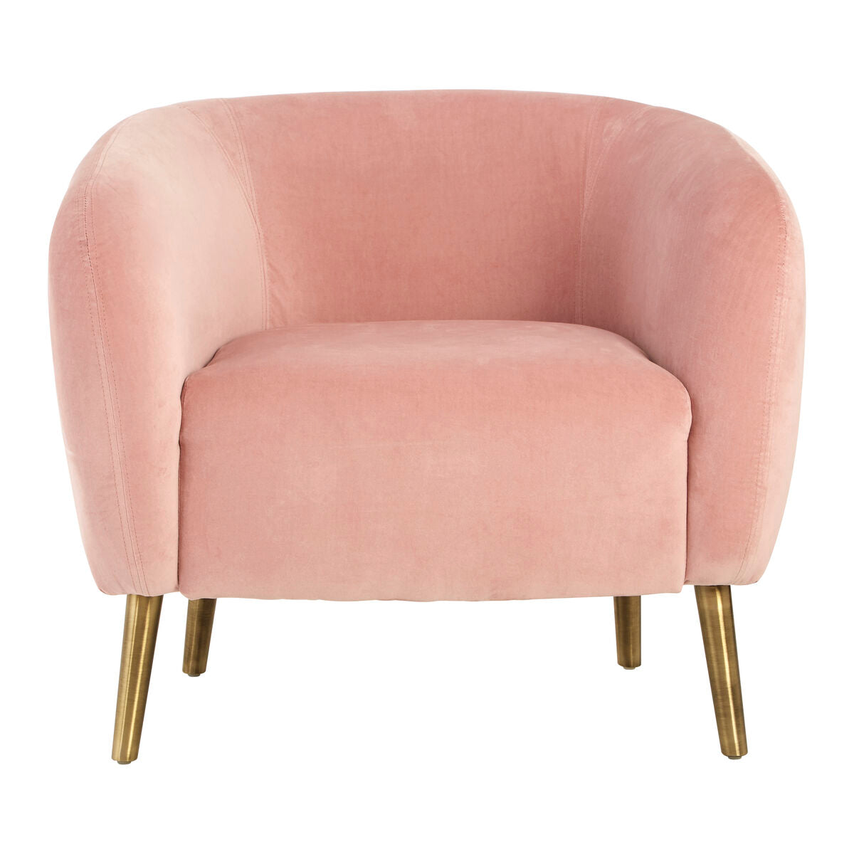 Orsina Louxor Pink Velvet Round Armchair – Modern Accent Vanity Chair