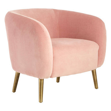 Orsina Louxor Pink Velvet Round Armchair – Modern Accent Vanity Chair
