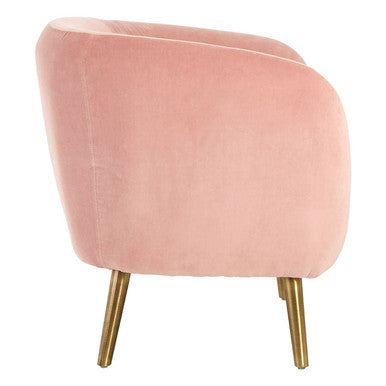 Orsina Louxor Pink Velvet Round Armchair – Modern Accent Vanity Chair