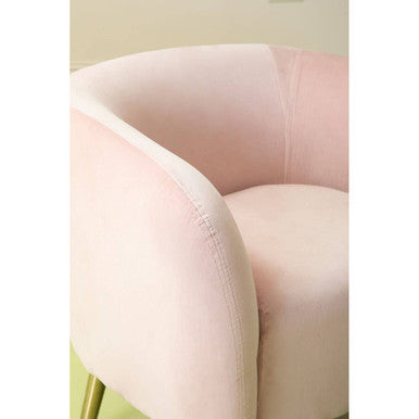 Orsina Louxor Pink Velvet Round Armchair – Modern Accent Vanity Chair