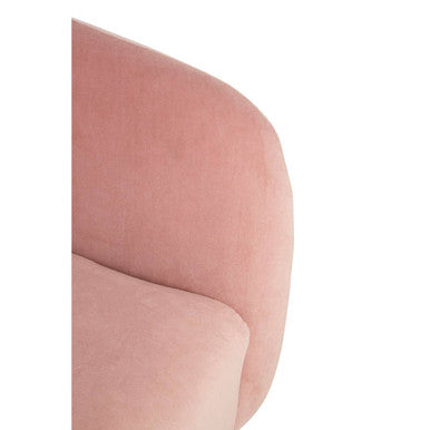 Orsina Louxor Pink Velvet Round Armchair – Modern Accent Vanity Chair