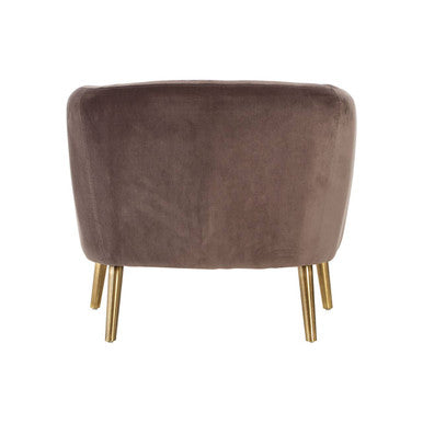 Orsina Louxor Grey Velvet Round Accent Armchair with Gold Legs