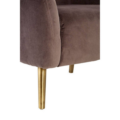 Orsina Louxor Grey Velvet Round Accent Armchair with Gold Legs