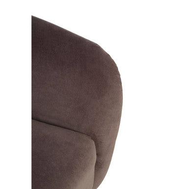 Orsina Louxor Grey Velvet Round Accent Armchair with Gold Legs