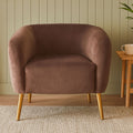 Orsina Louxor Grey Velvet Round Accent Armchair with Gold Legs
