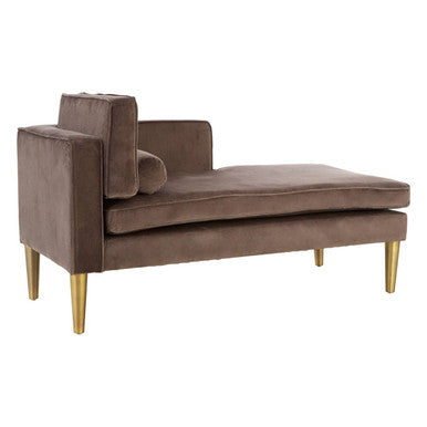 Orsina Louxor Grey Velvet Left Hand Chaise Longue with Gold Legs