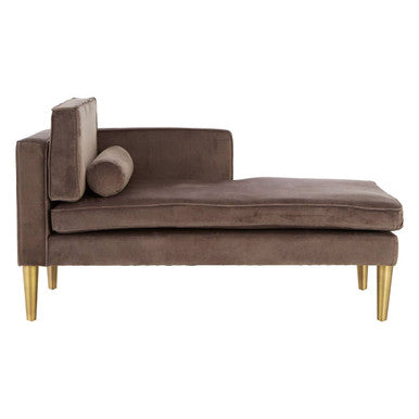 Orsina Louxor Grey Velvet Left Hand Chaise Longue with Gold Legs