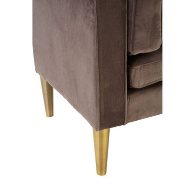 Orsina Louxor Grey Velvet Left Hand Chaise Longue with Gold Legs