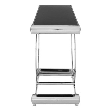 Orsina Novara Black Glass Console Table – Polished Stainless Steel