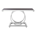 Orsina Novara Black Glass Console Table – Polished Stainless Steel