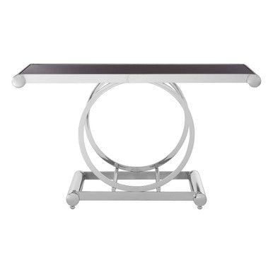Orsina Novara Black Glass Console Table – Polished Stainless Steel