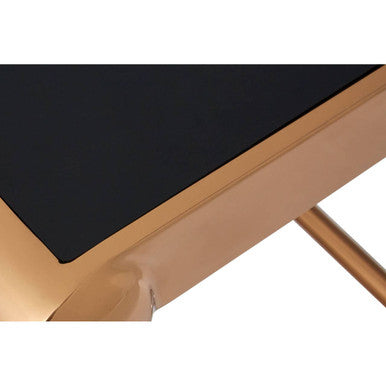 Orsina Novara Rose Gold Console Table with Black Tempered Glass