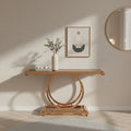 Orsina Novara Rose Gold Console Table with Black Tempered Glass