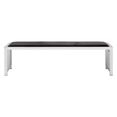 Orsina Novara Black Leather Bench | Modern Stainless Steel Frame