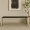Orsina Novara Black Leather Bench | Modern Stainless Steel Frame