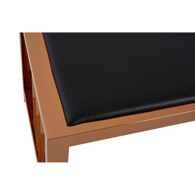 Orsina Novara Bench | Black Leather and Rose Gold Modern Seating