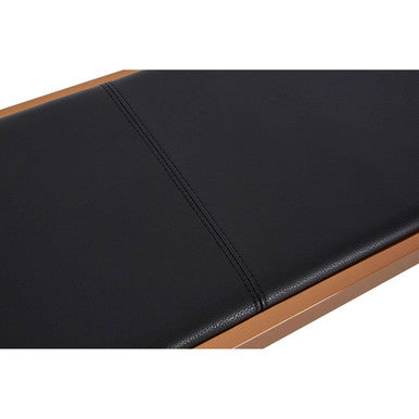 Orsina Novara Bench | Black Leather and Rose Gold Modern Seating