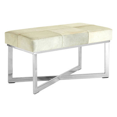 Orsina Kensington Townhouse Grey Hair on Leather Bench – Metal Base